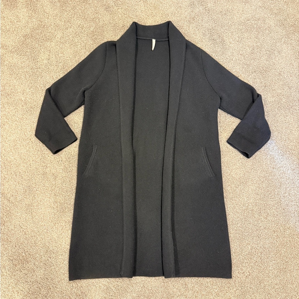 Nap Loungewear - Elegant Black YAK Wool Women's Cardigan/Duster/Coat - Size XL